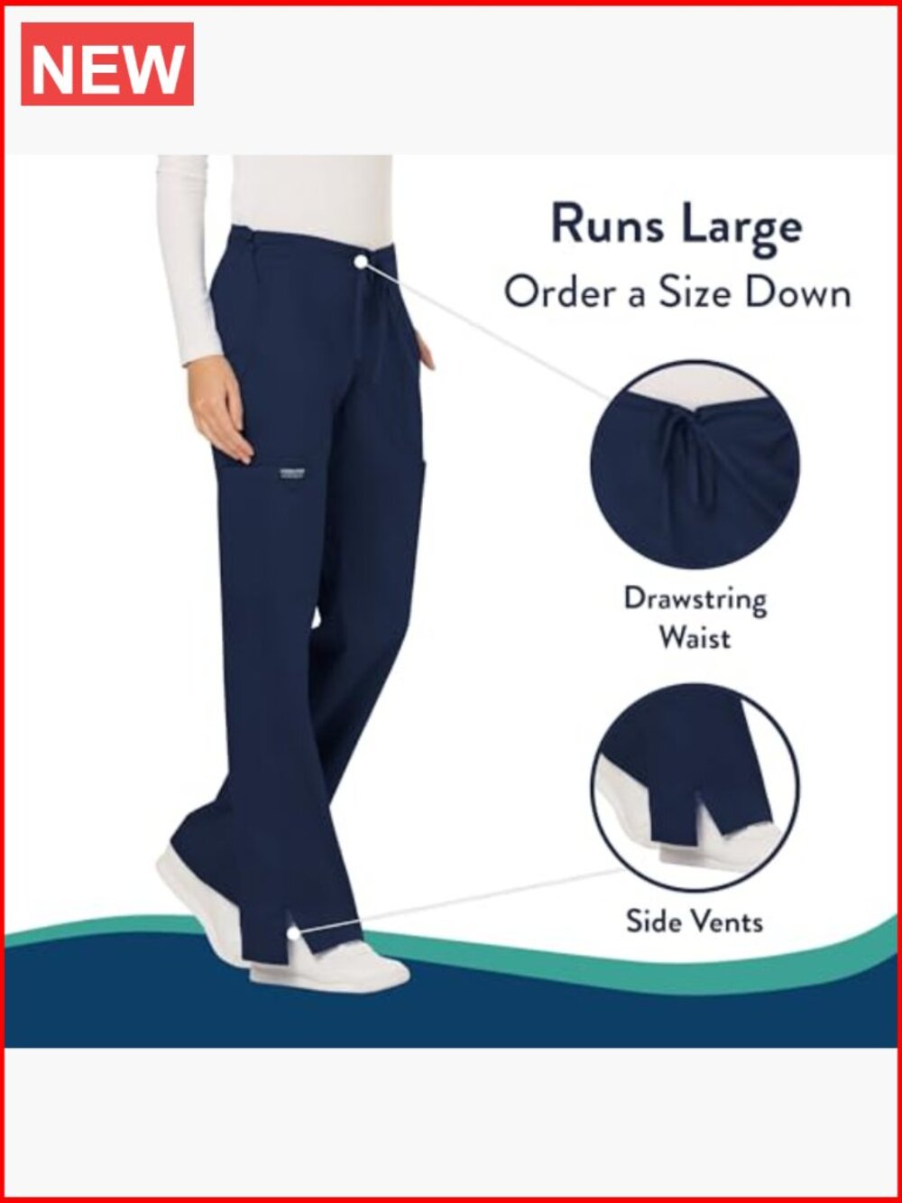 Cherokee Women Scrubs Pant Workwear Revolution Mid Rise Moderate Flare - Picture 3 of 7